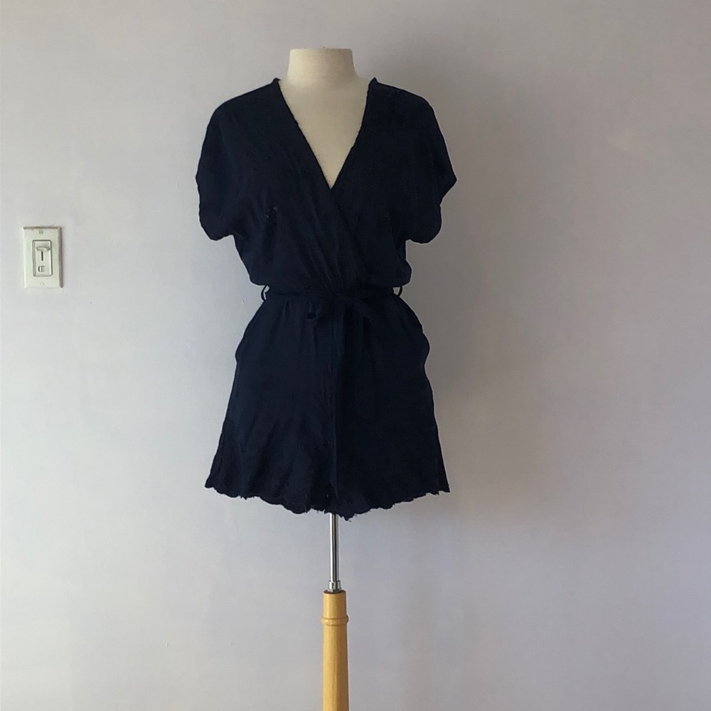 Angie Navy Embroidered Romper